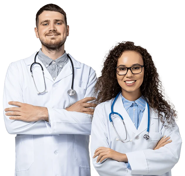 young male and female doctor